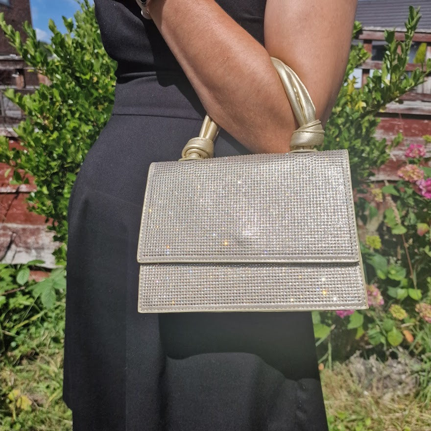diamante  gold clutch bag