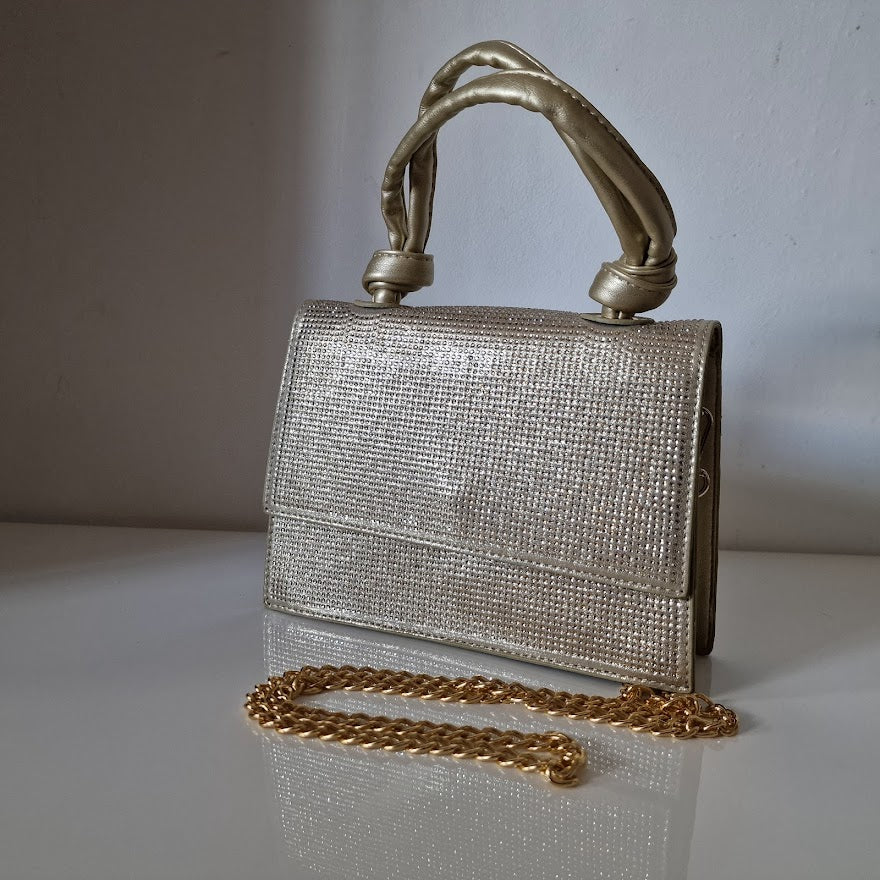 Diamante Clutch Gold Chain