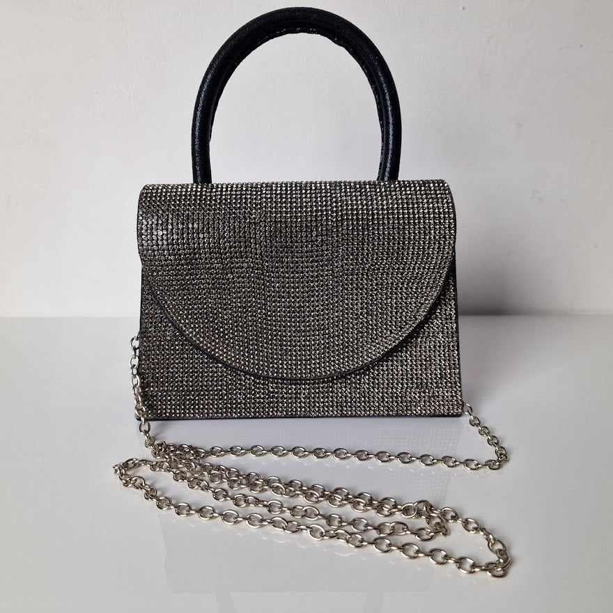 Sparkly Black Diamante Mini Grab Bag