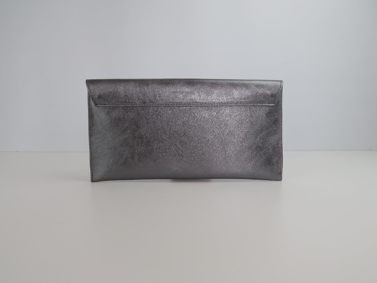 Metallic Dark Pewter Grey Envelope Clutch Bag