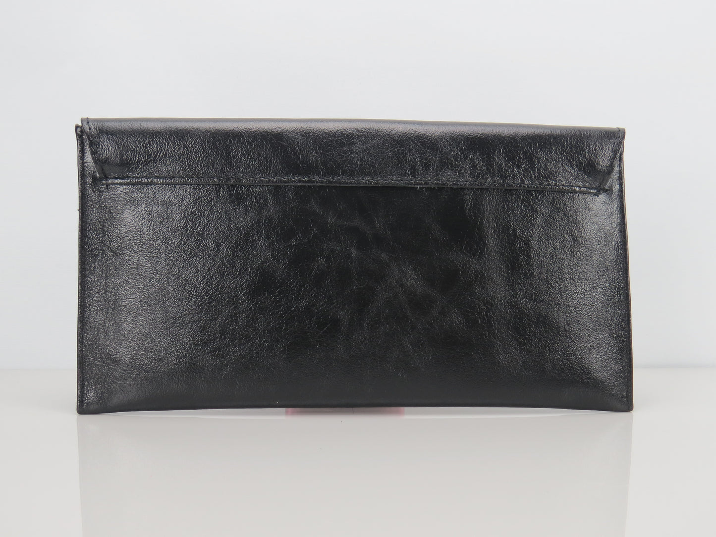 Metallic Black Envelope Clutch Bag