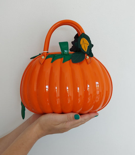 Orange Pumpkin Bag Vegan Leather