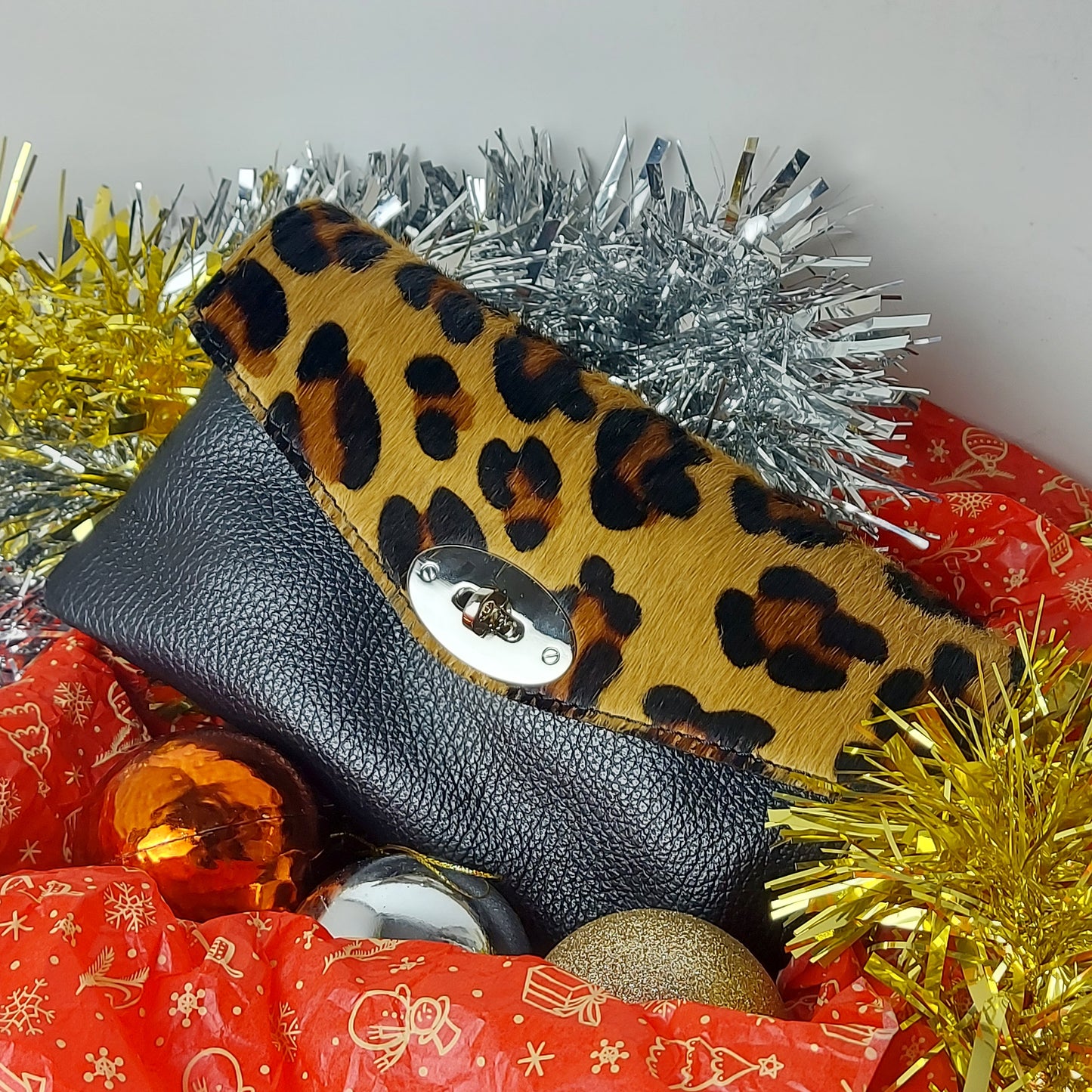Genuine Italian Leather Mini Leopard Print Crossbody Bag