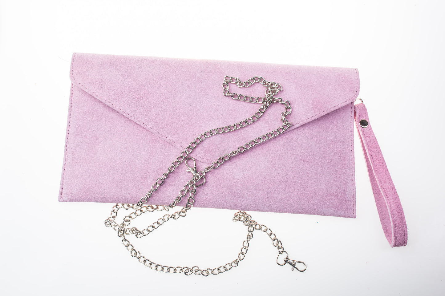 Pink envelope clutch bag