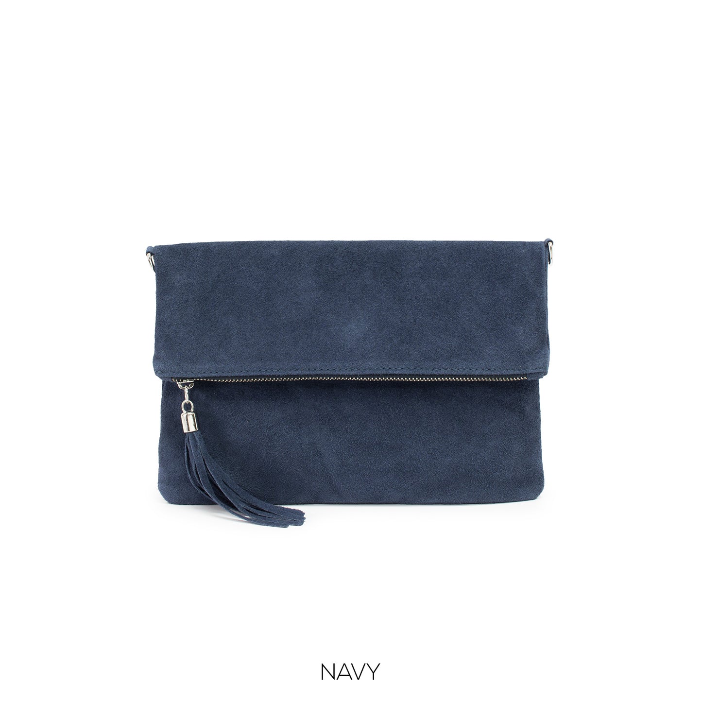 Navy Suede Clutch Bag