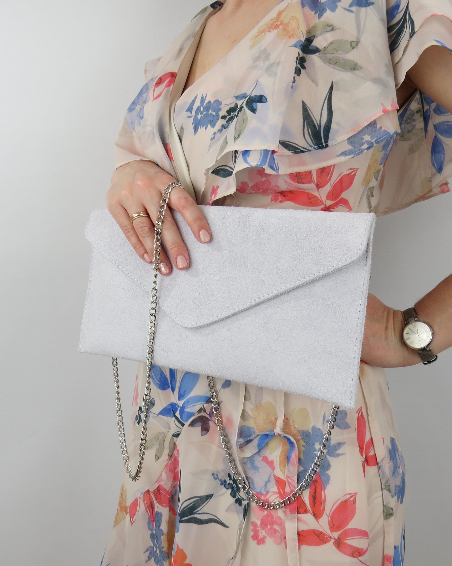 Moonstone Envelope Clutch Bag with chain strap