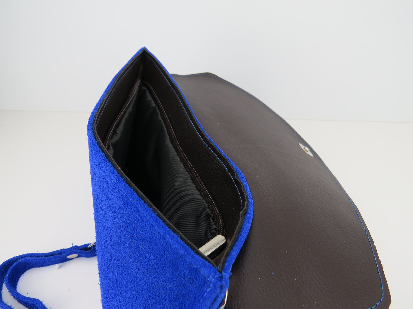 Royal Blue Suede Leather Clutch