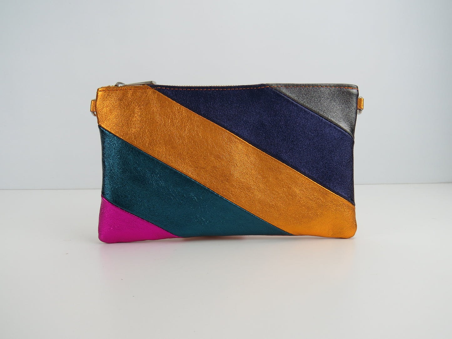 Mustard Retro-Stiped Clutch Bag