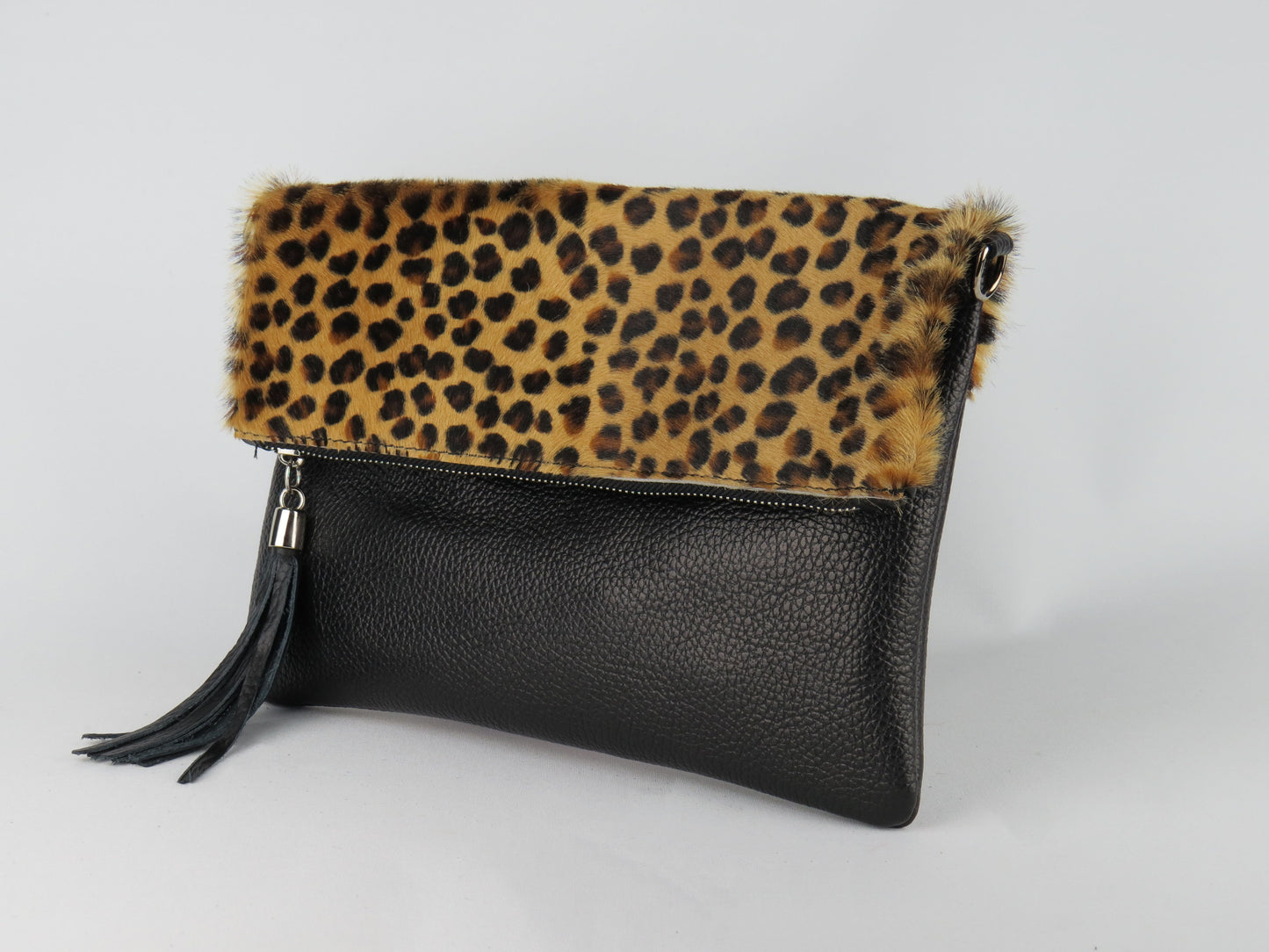 Cheetah Print Foldover Clutch Bag