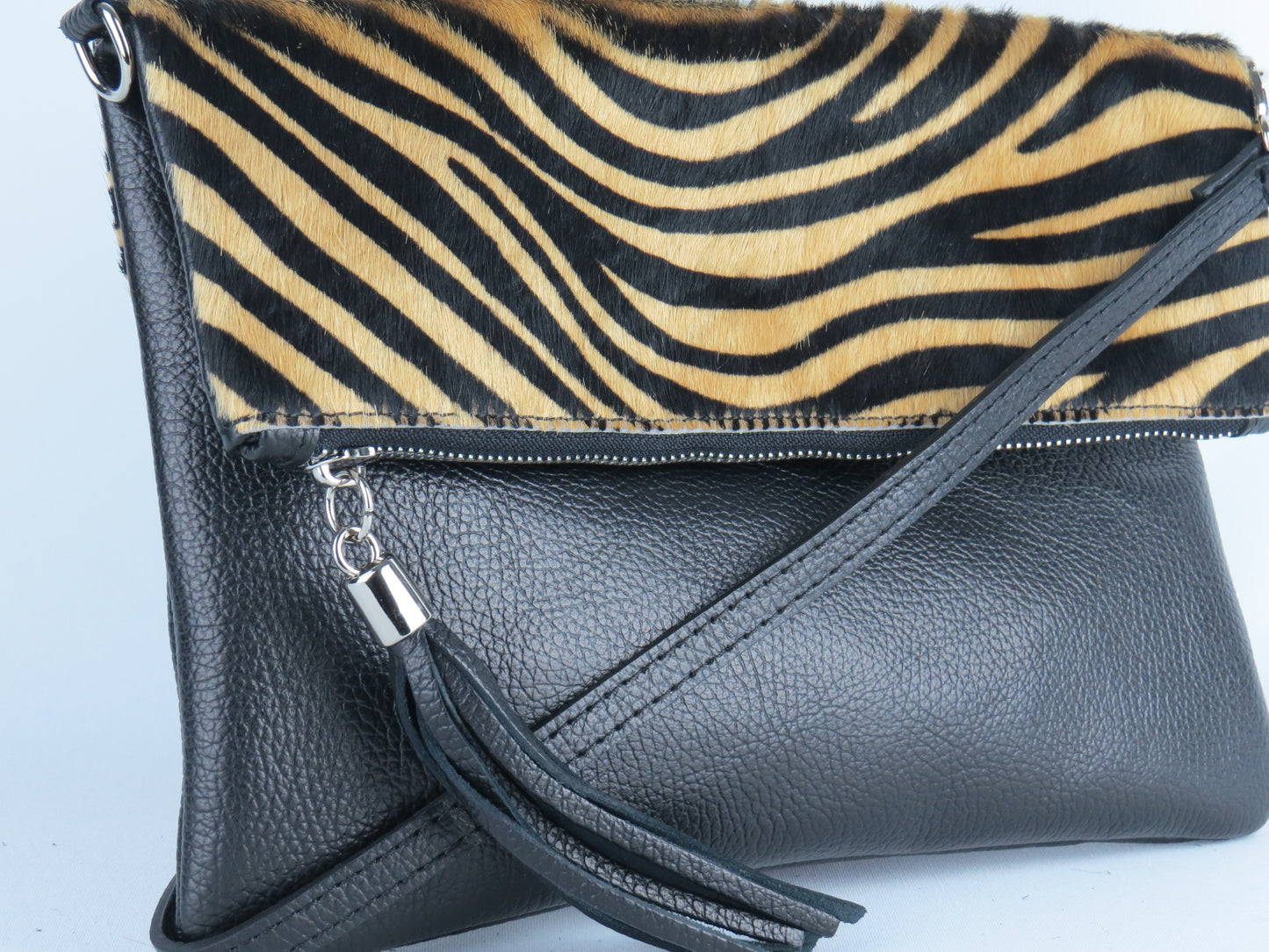 Tiger Print Foldover Clutch Bag