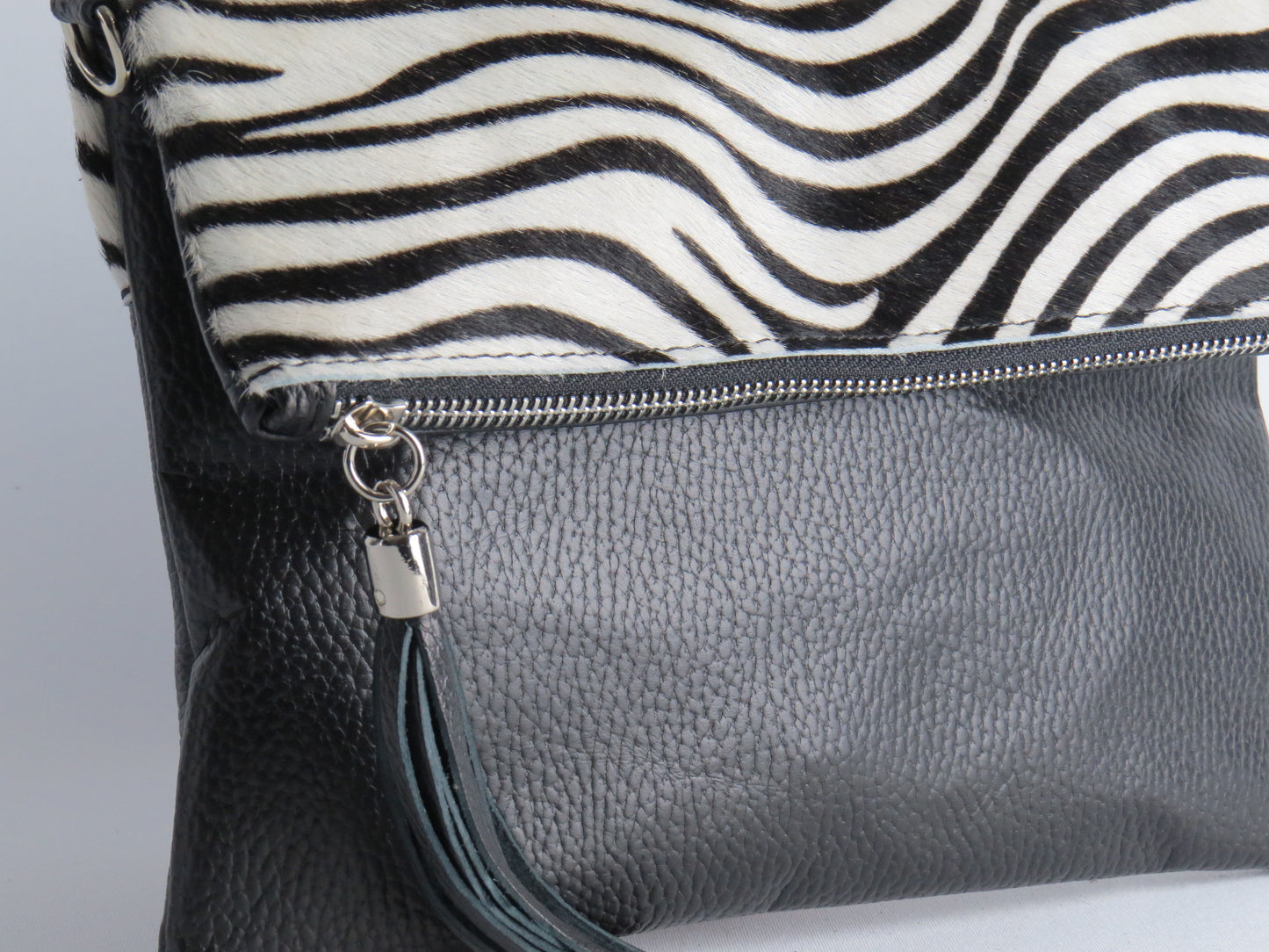 Zebra Print Foldover Clutch Bag