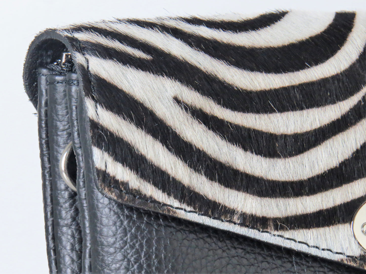 Genuine Italian Leather Mini Zeba Print Crossbody Bag