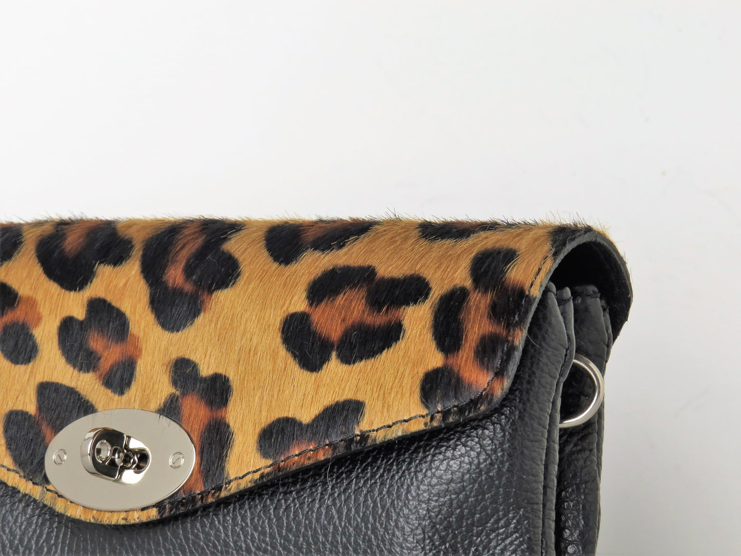 Genuine Italian Leather Mini Leopard Print Crossbody Bag