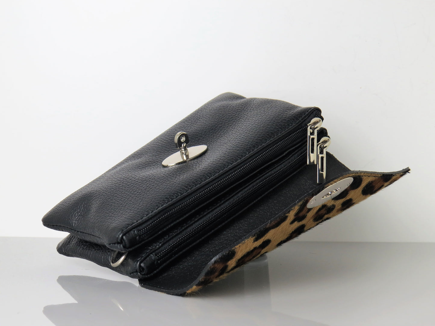 Genuine Italian Leather Mini Leopard Print Crossbody Bag