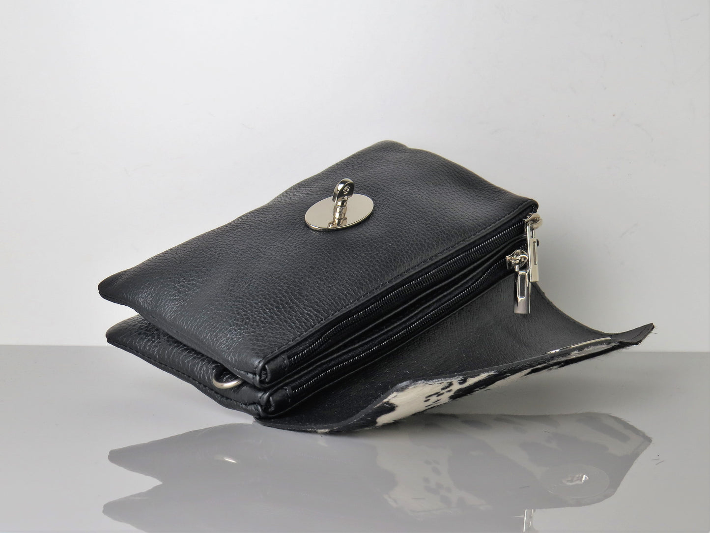 Genuine Italian Leather Mini Cow Print Crossbody Bag