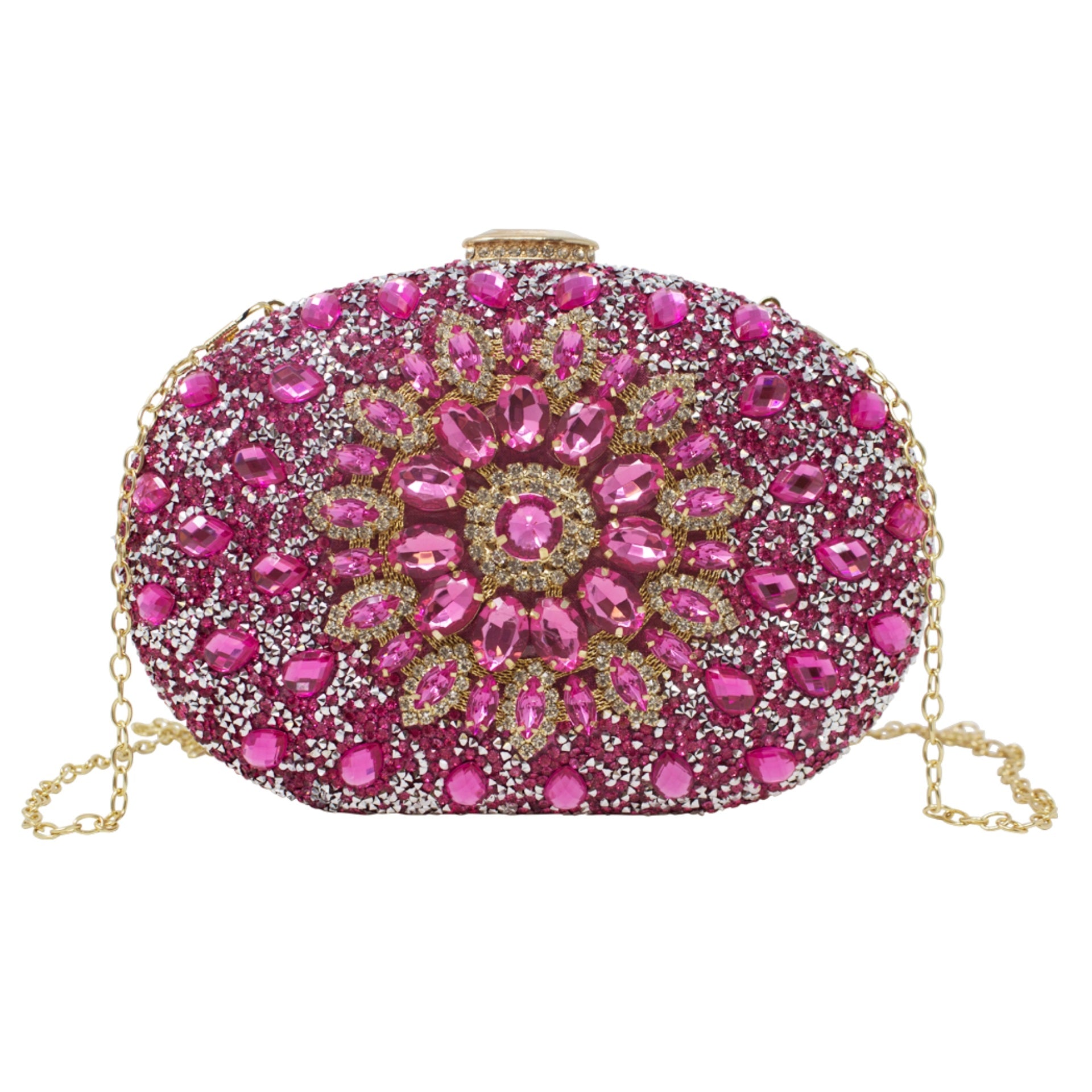 Pink and 2025 gold clutch bag