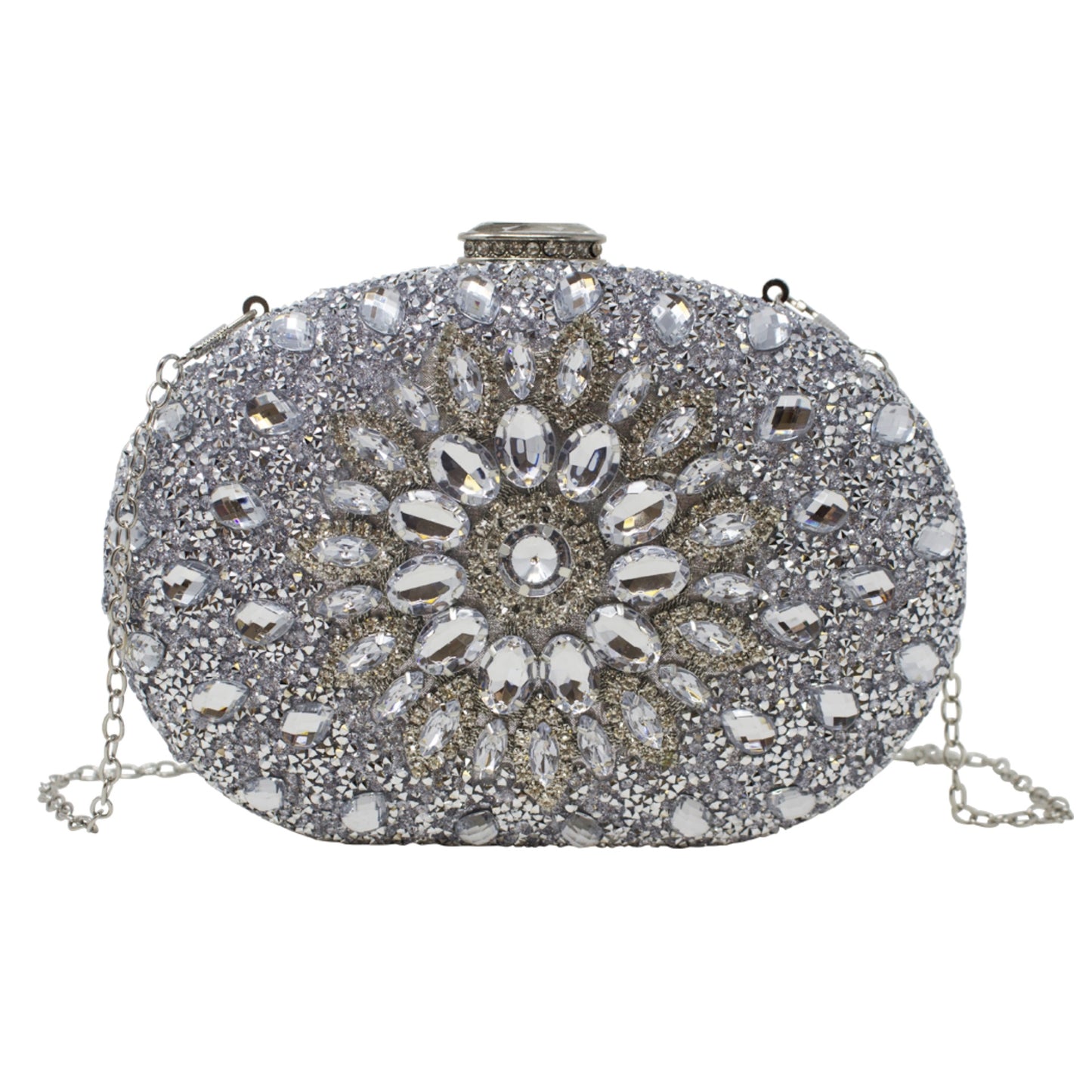Sparkly Silver Diamante Encrusted Clutch Bag