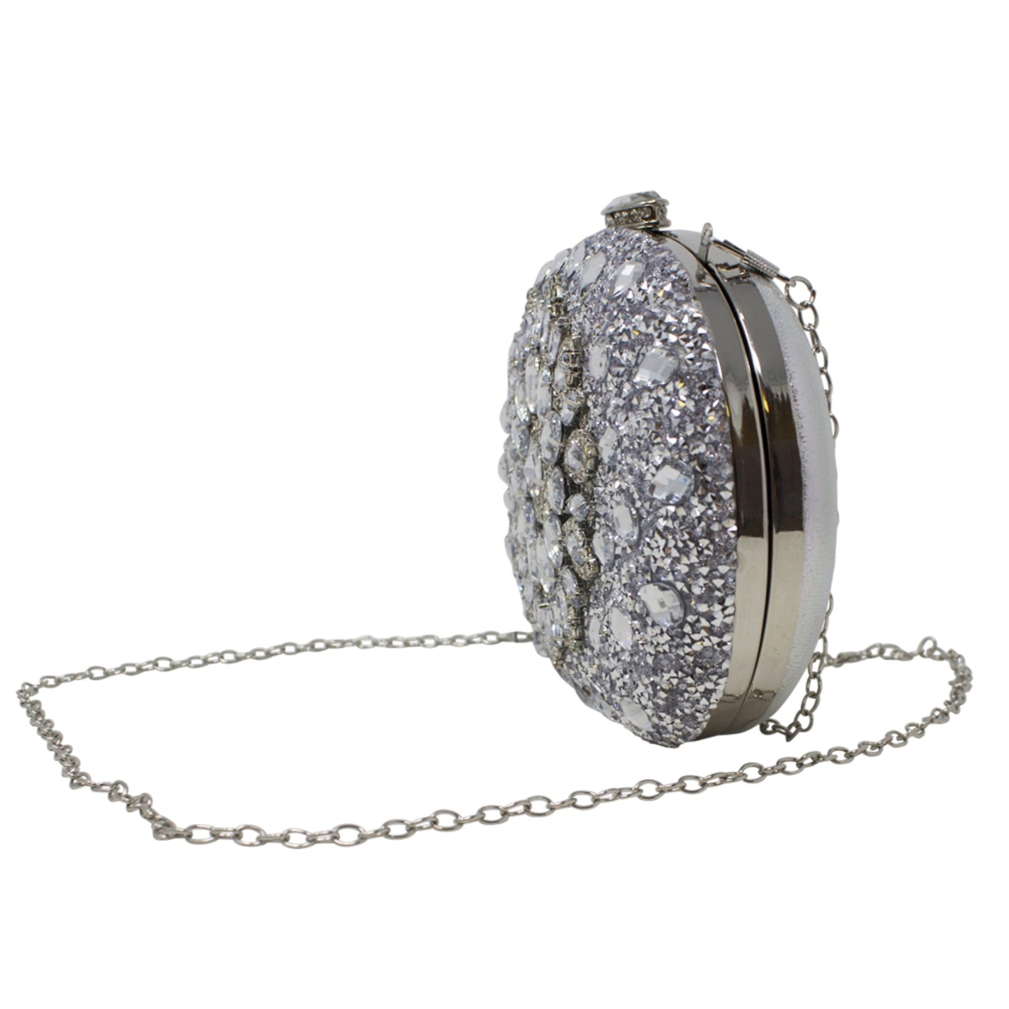 Sparkly Silver Diamante Encrusted Clutch Bag