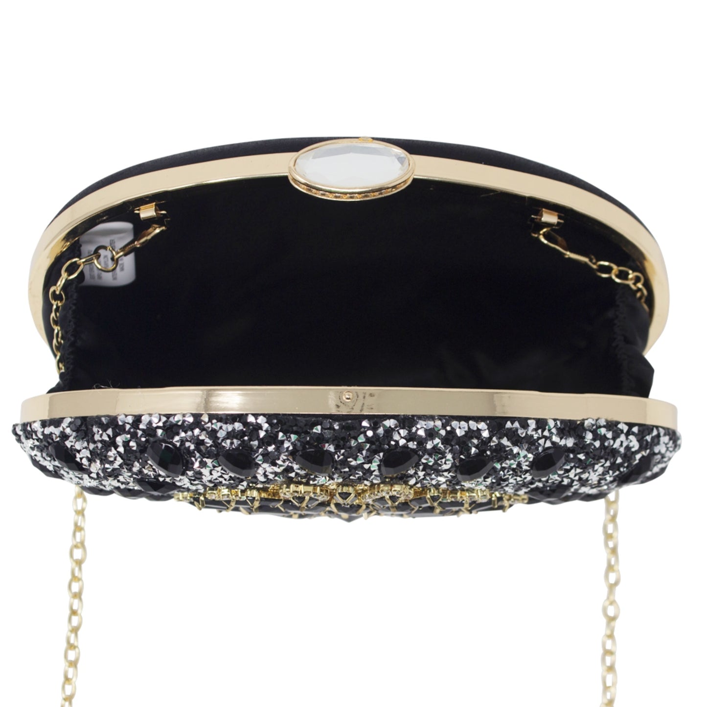 Sparkly Black Gold Diamante Encrusted Clutch Bag