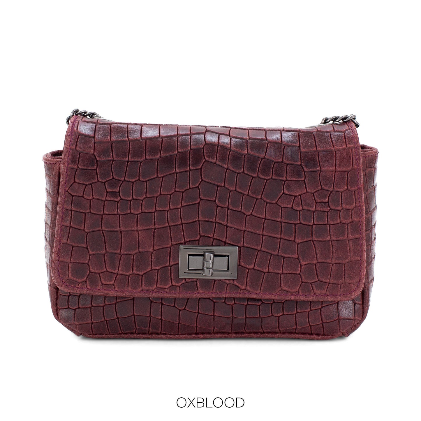 Genuine Italian Leather Croc Effect Crossbody Bag