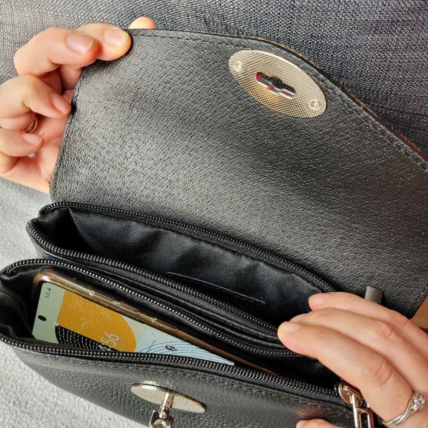 Genuine Italian Leather Mini Zeba Print Crossbody Bag