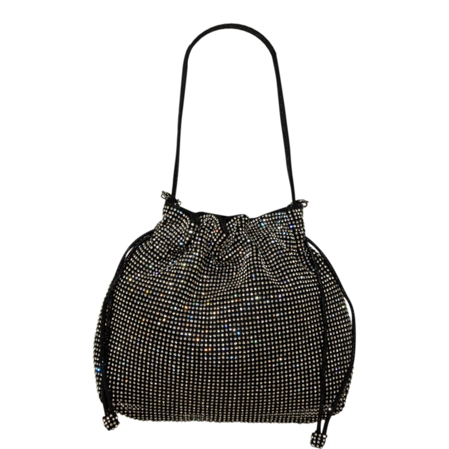 Sparkly Black Draw String Shoulder Bag perfect eye-catching Black handbag Gift Present Wedding Party