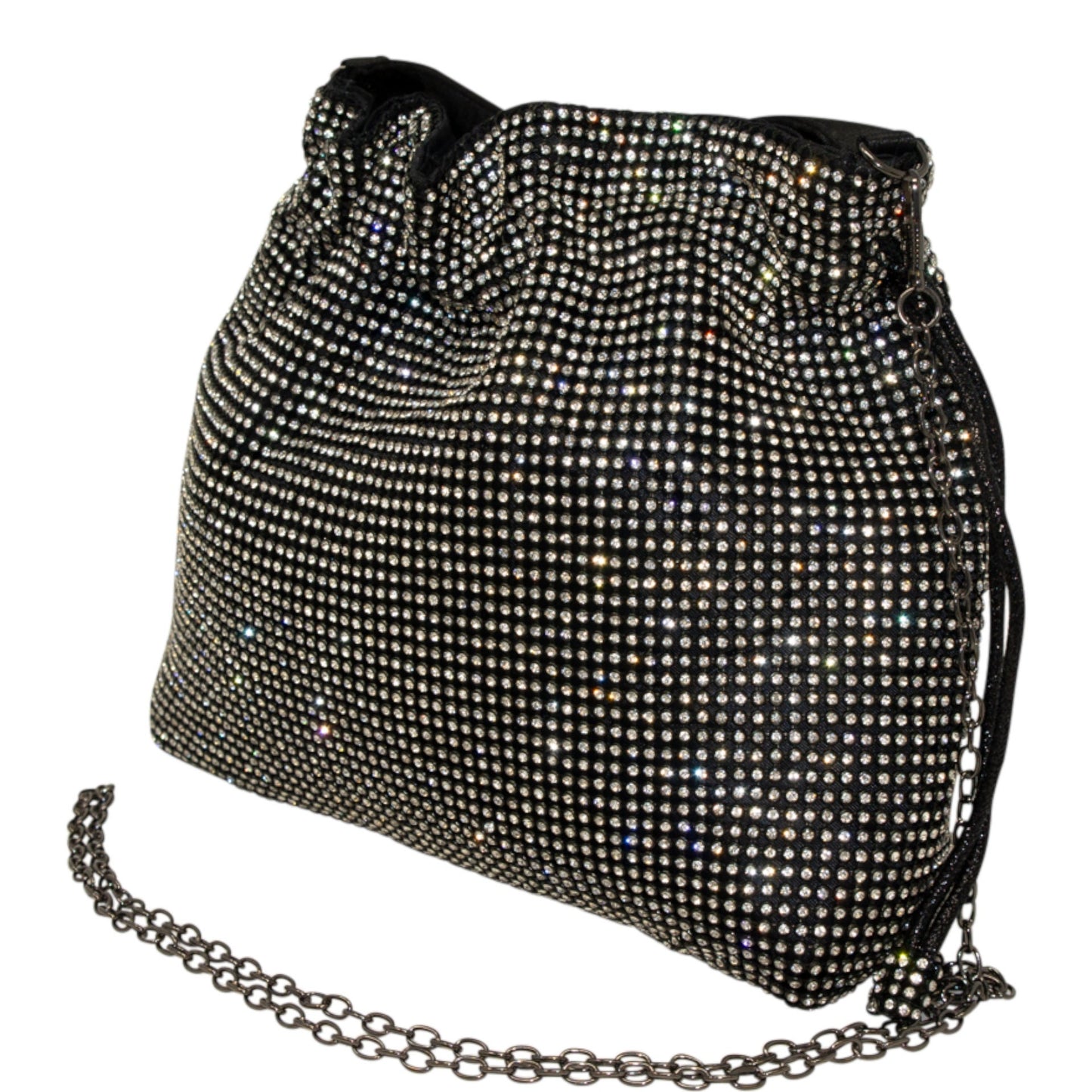 Sparkly Black Draw String Shoulder Bag perfect eye-catching Black handbag Gift Present Wedding Party