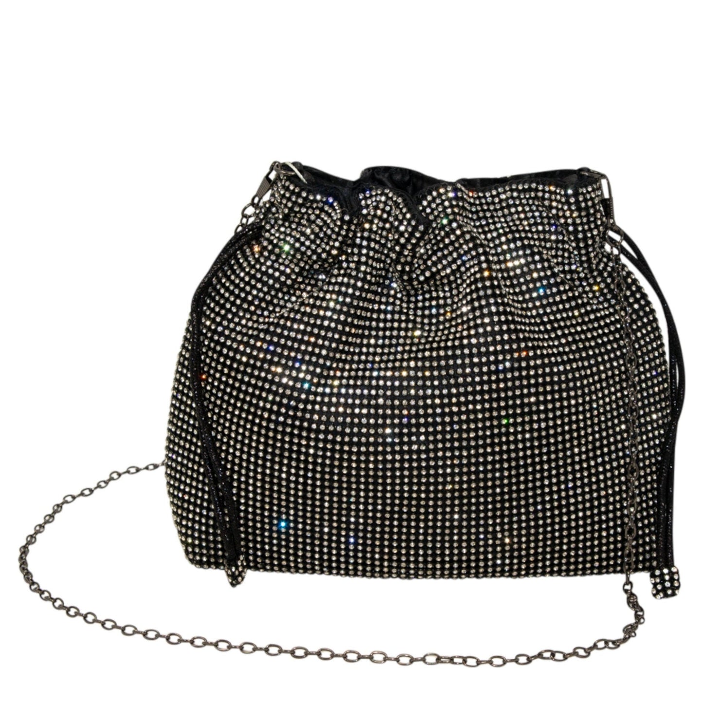 Sparkly Black Draw String Shoulder Bag perfect eye-catching Black handbag Gift Present Wedding Party