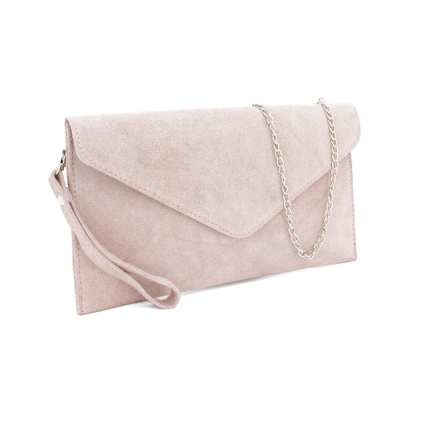 Nude envelope clutch bag with chain strap