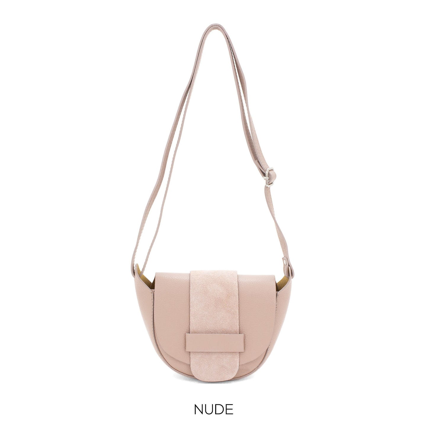Genuine Leather Italian Elegant Leather & Suede Half Moon Crossbody Bag Shoulder Bag Crossbody Handbag Gift For Her Valentines Small Handbag