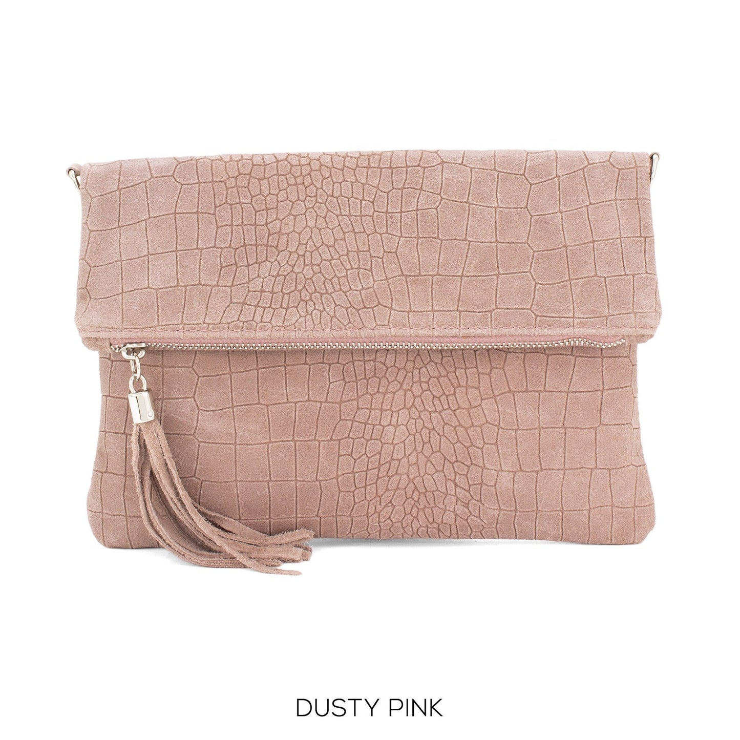 Genuine Suede Leather Italian Clutch Bag Croc Effect Crossbody Bag Autum/Winter Wedding Parties Bridesmaids Gift Evening Bag Made in Italy