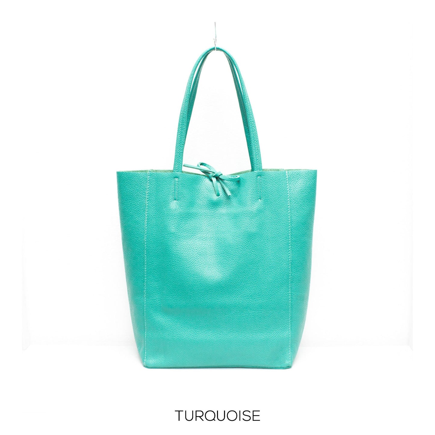 Turquoise Genuine Leather Shopper Bag Large Leather Tote Bag