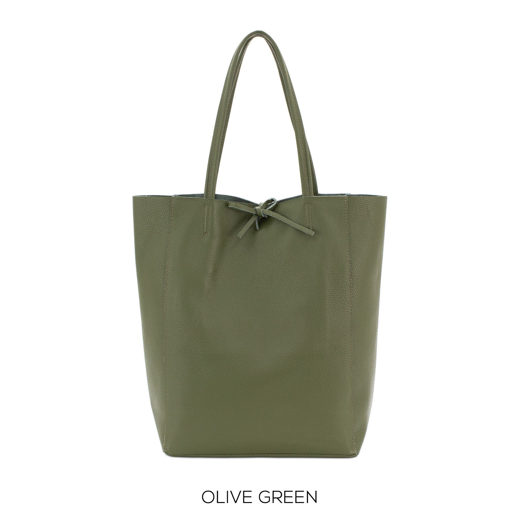 Olive Green Genuine Leather Shopper Bag Large Leather Tote Bag