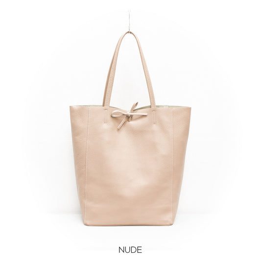 Nude Genuine Leather Shopper Bag Large Leather Tote Bag