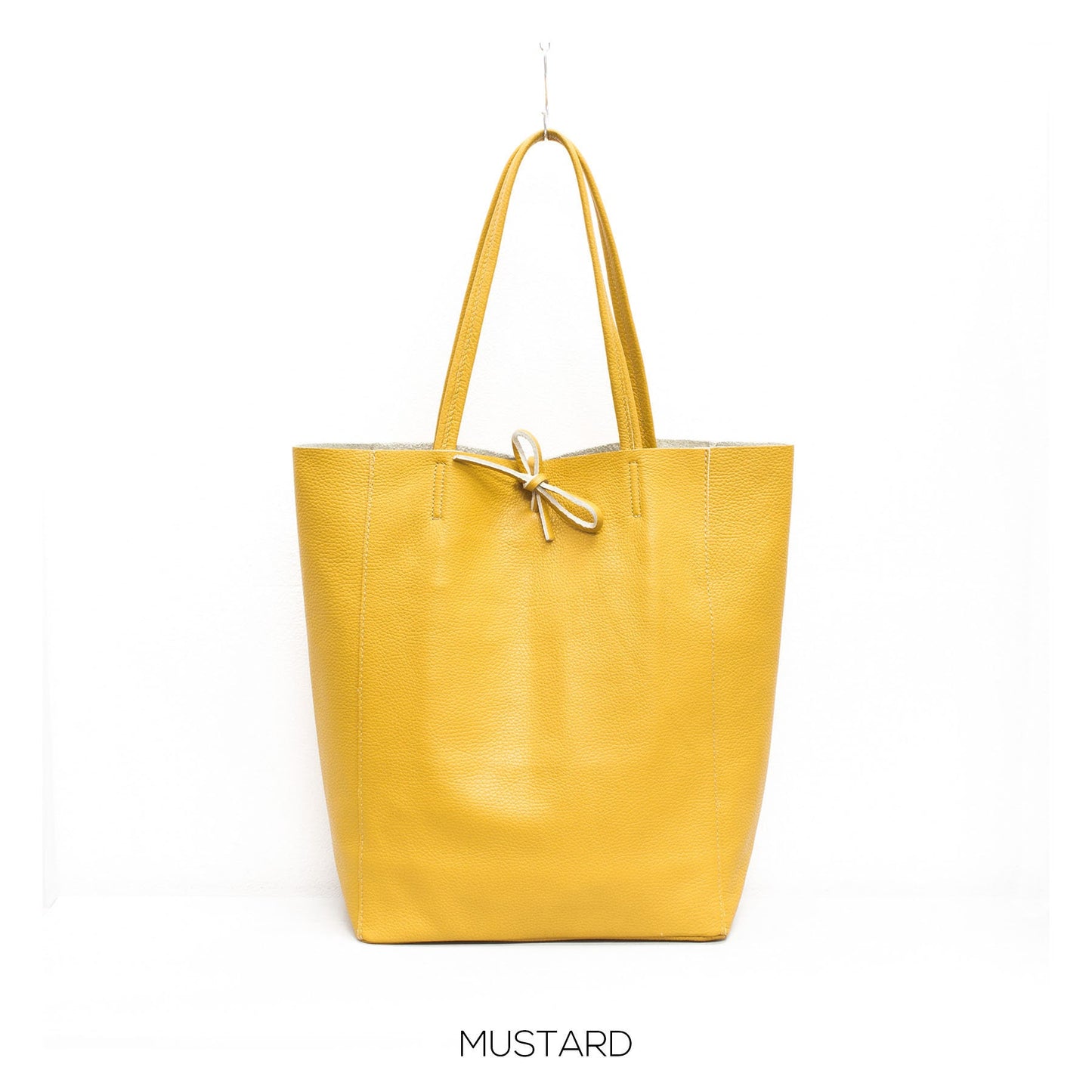 Yellow Genuine Leather Shopper Bag Large Leather Tote Bag