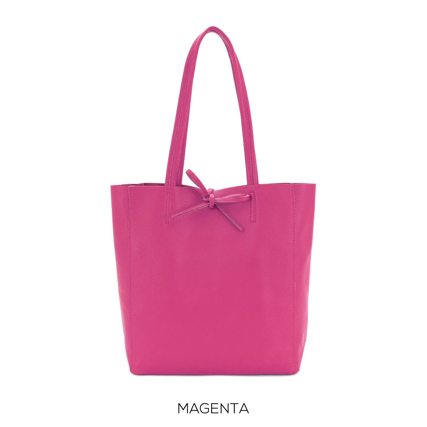 Magenta Genuine Leather Shopper Bag Medium Leather Tote Bag