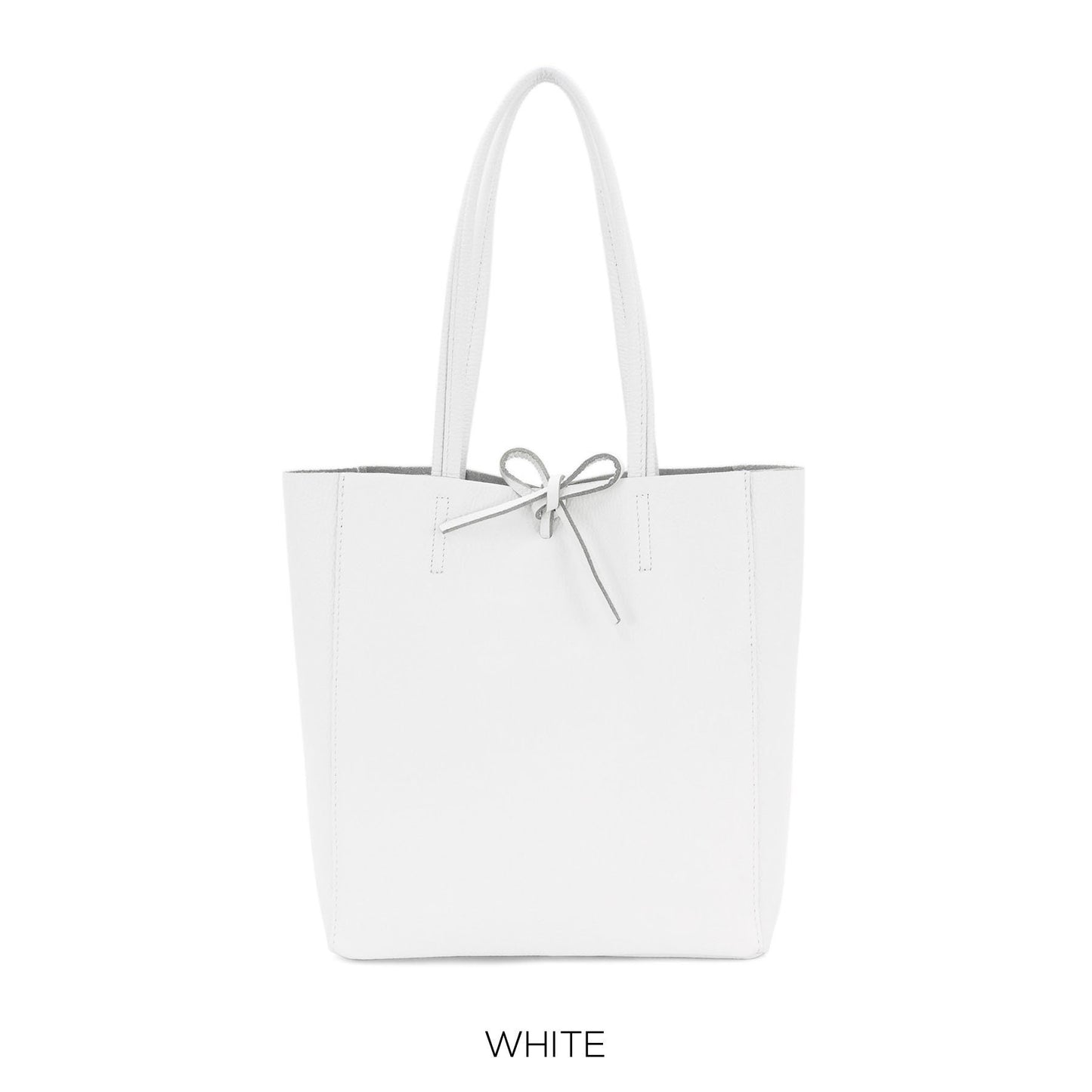 Genuine Leather Medium White Leather Shopper