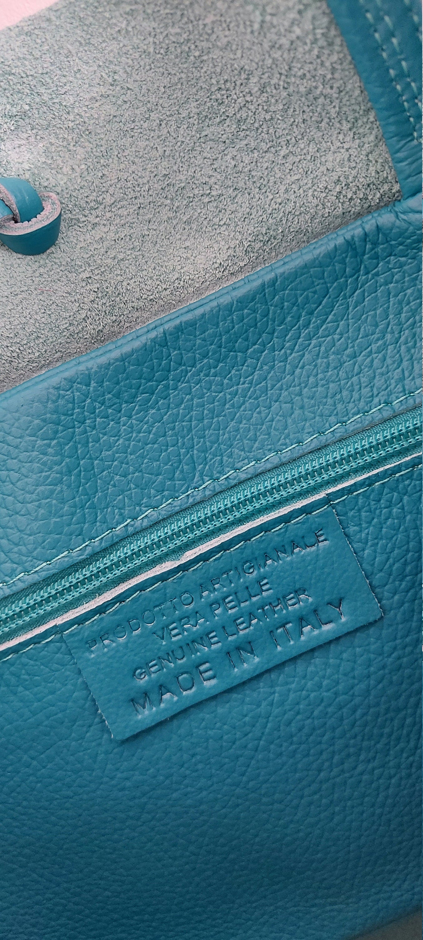 Turquoise Genuine Leather Shopper Bag Large Leather Tote Bag