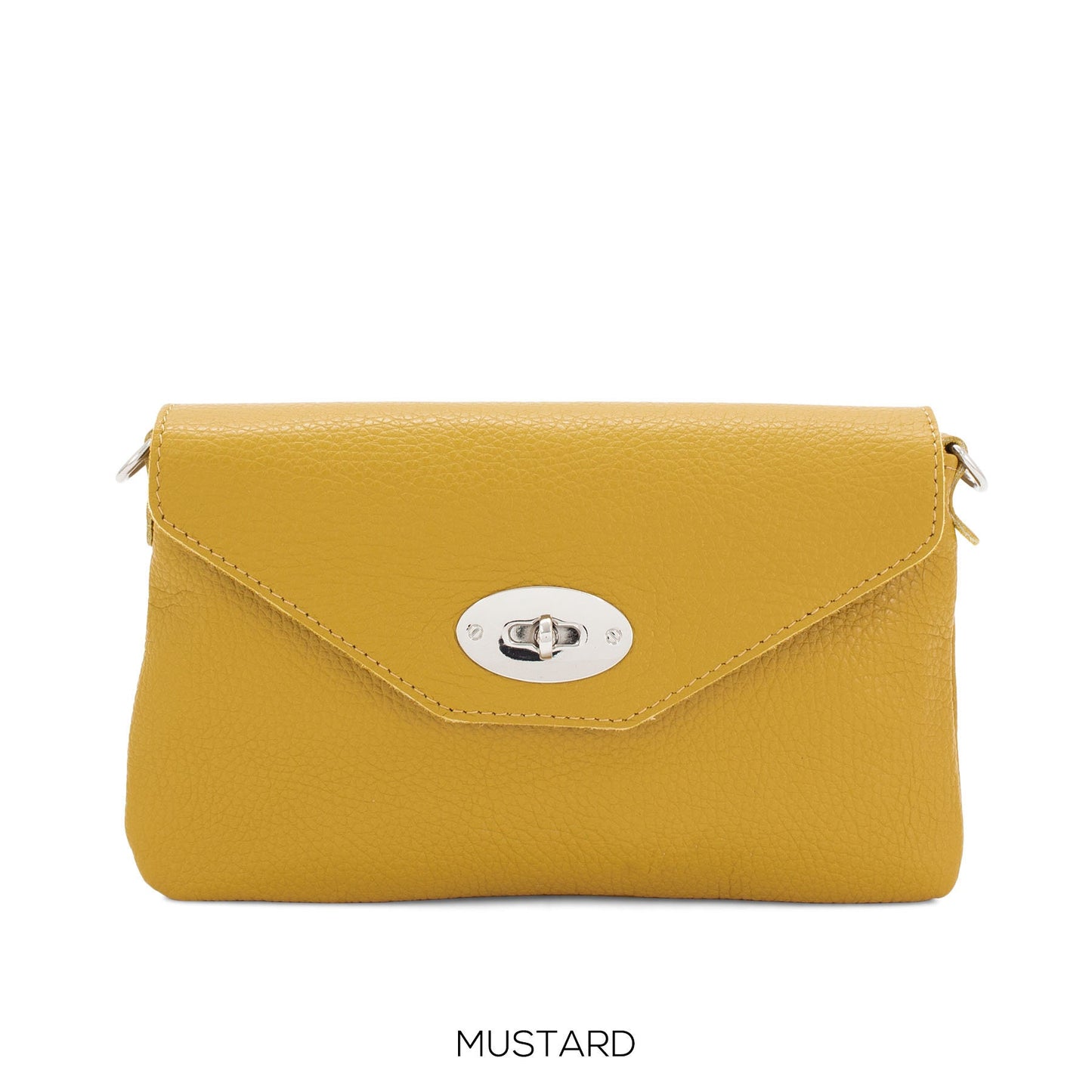 Genuine Italian Leather Mini Crossbody Bag With Detachable Strap Shoulder Bag Small Crossbody Bag Fold over Flap Chrome Twist lock