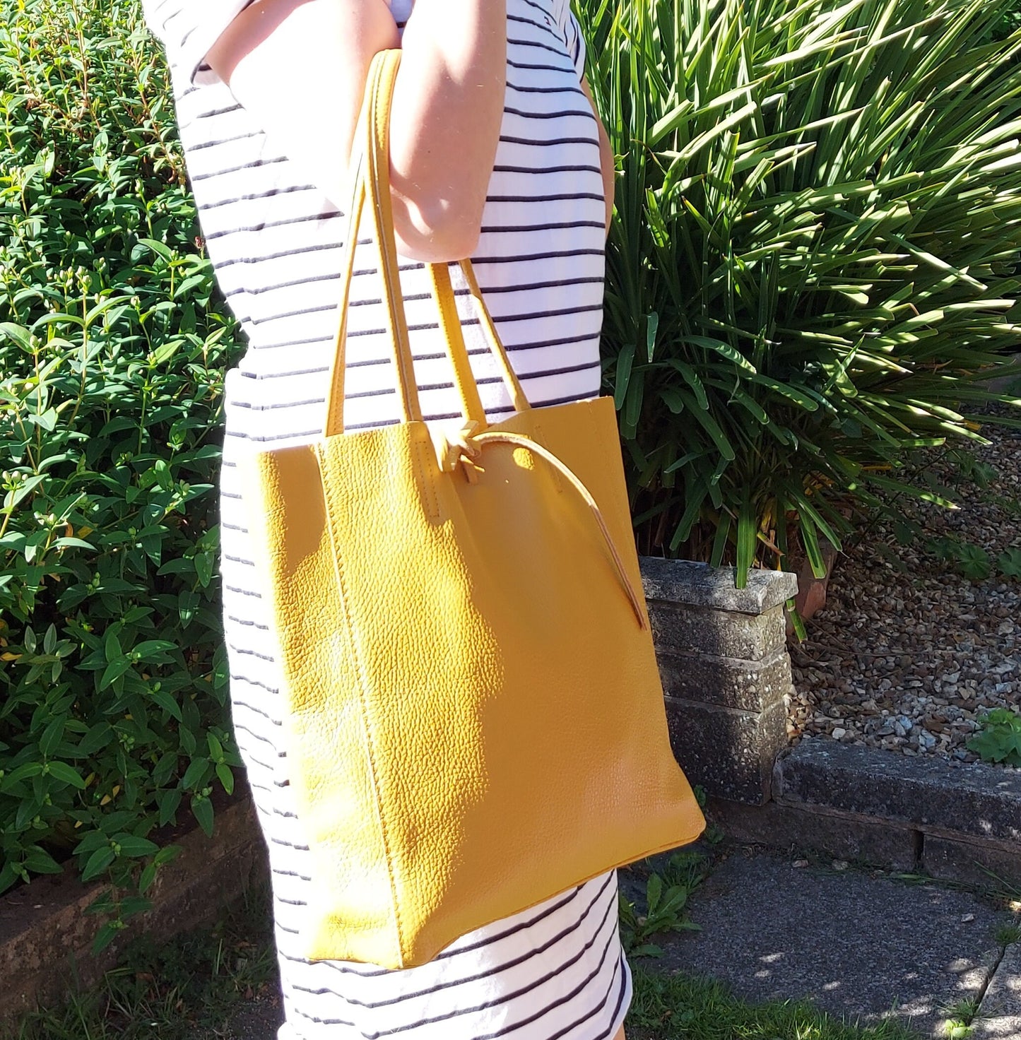 Light Grey Genuine Leather Shopper Bag Medium Leather Tote Bag