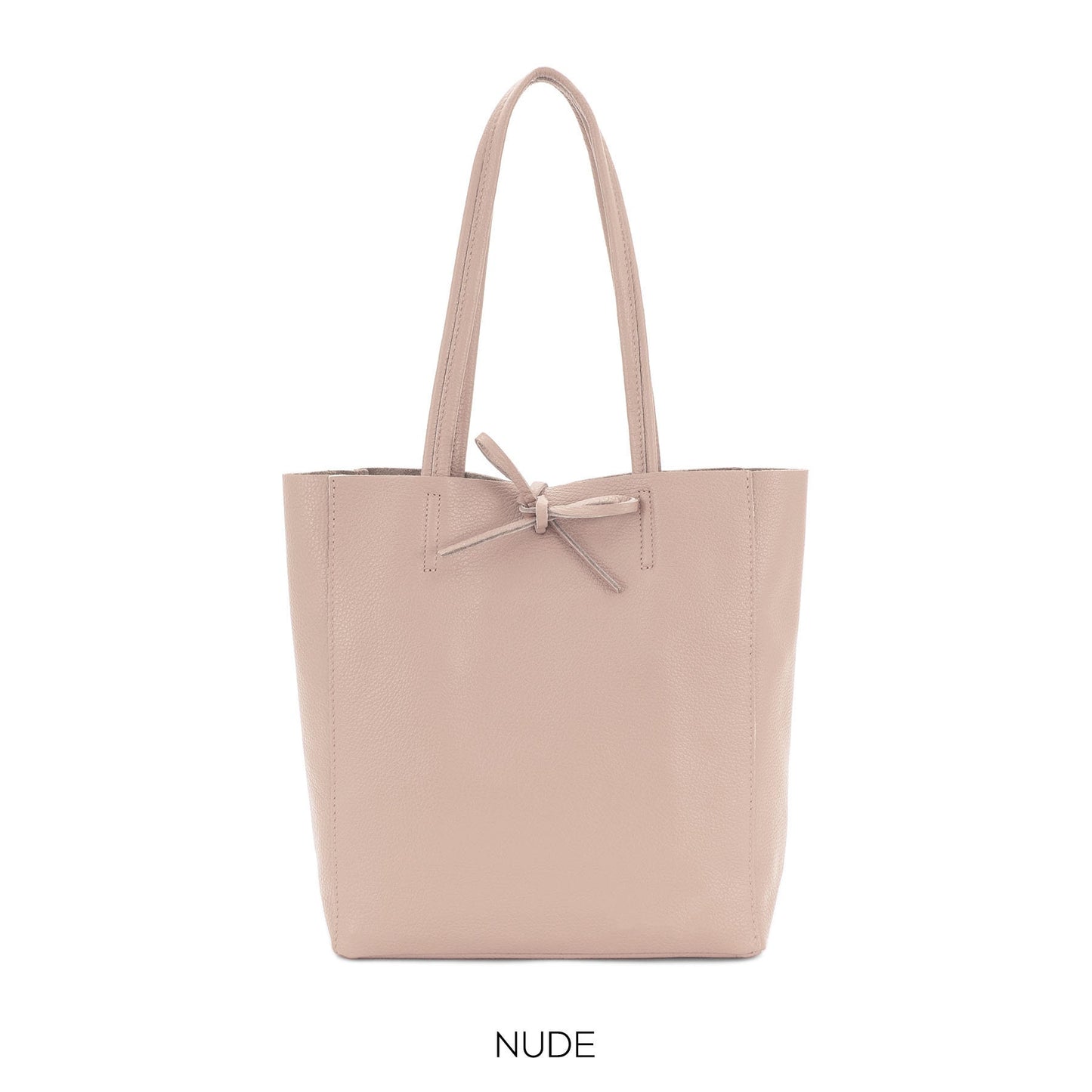 Nude Genuine Leather Shopper Bag Medium Leather Tote Bag