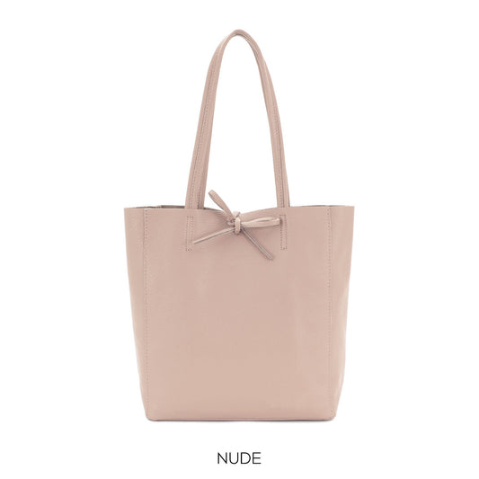 Nude Genuine Leather Shopper Bag Medium Leather Tote Bag