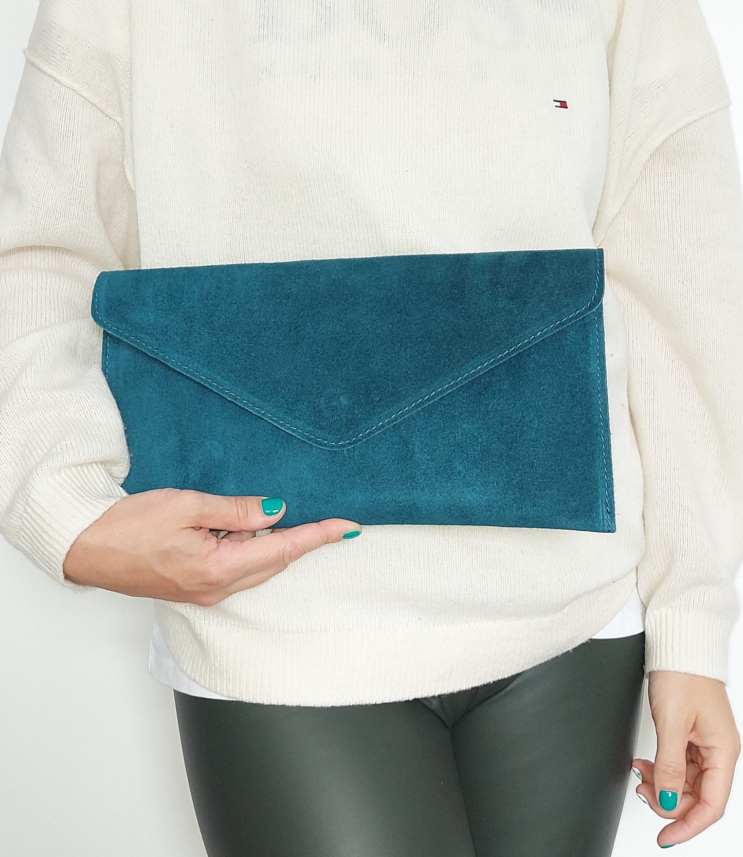 Teal Green Blue Envelope Clutch Bag
