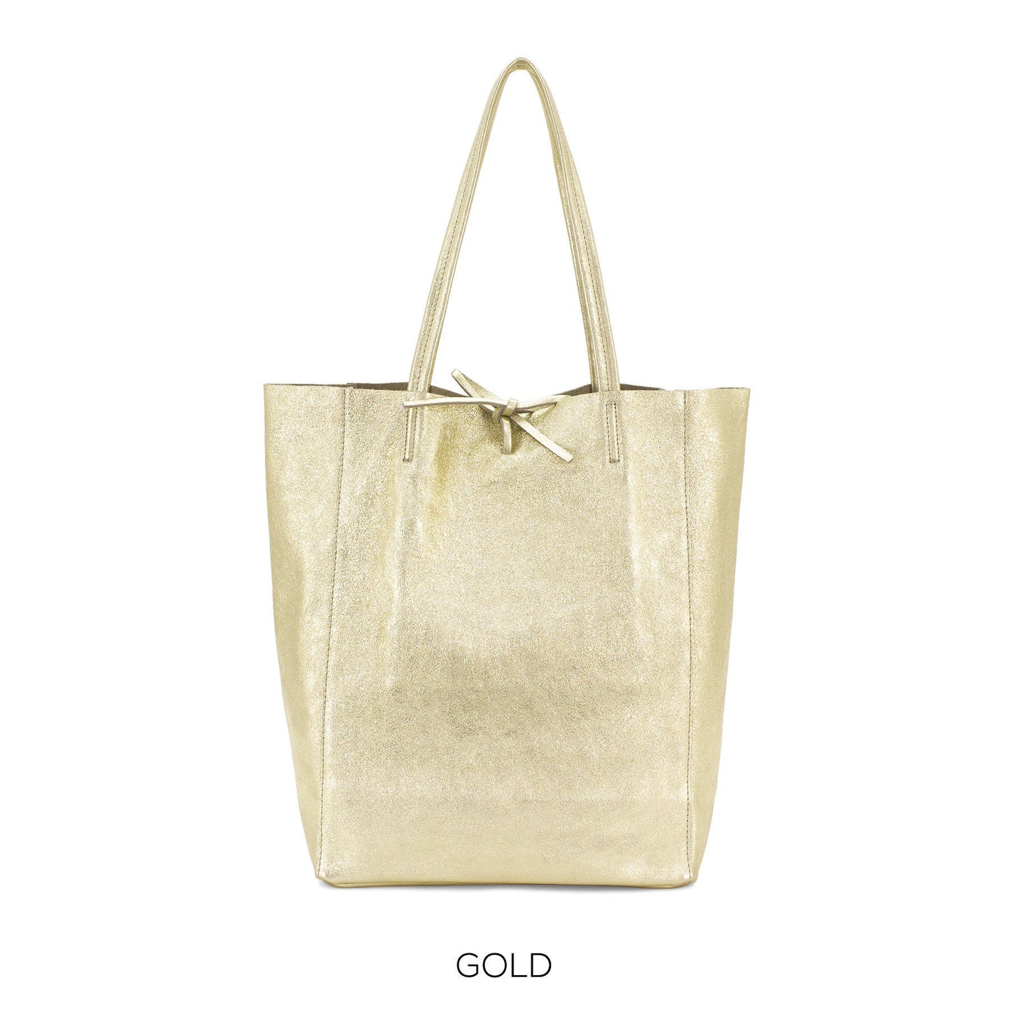 Mettalic Genuine Leather Shopper Bag