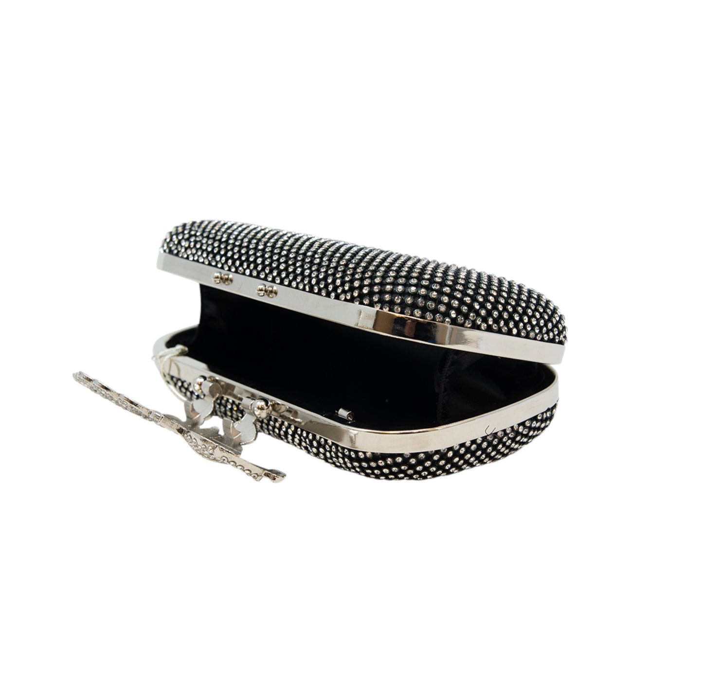 Sparkly Black Clasp Wedding Event Clutch Bag Shoulder Bag perfect eye-catching Silver Diamante Bridesmaid Gift Present Wedding Party