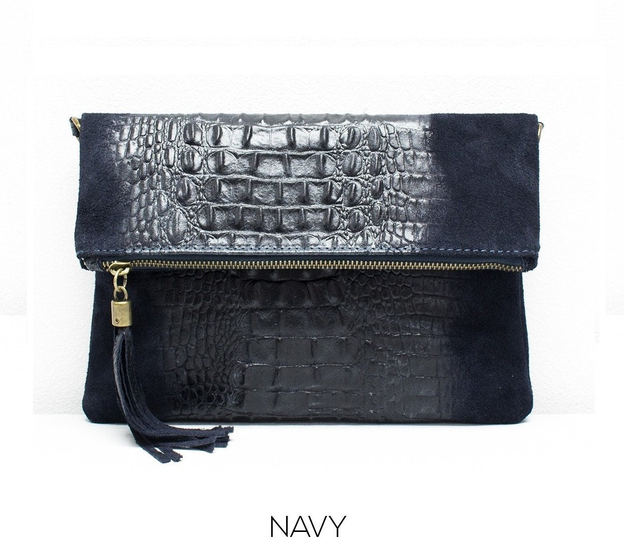 Crocodile Evening Clutch Bag GENUINE Suede Leather Wedding Party Italian Crossbody Bag Night Out Dinner Date Dress up