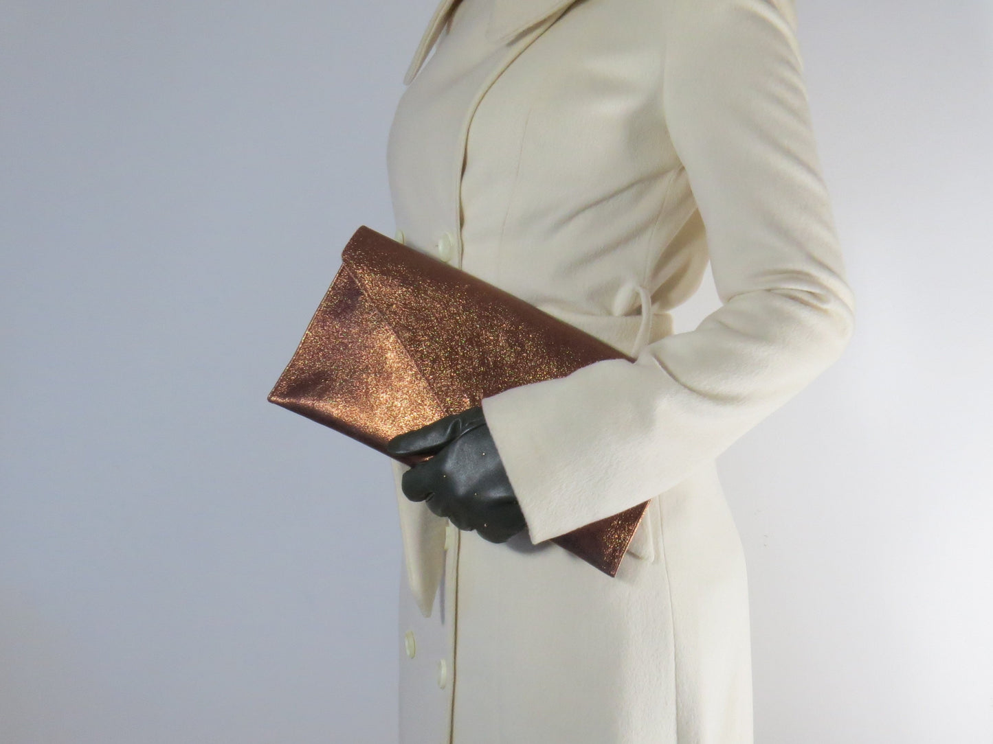 Metallic Bronze envelope clutch bag