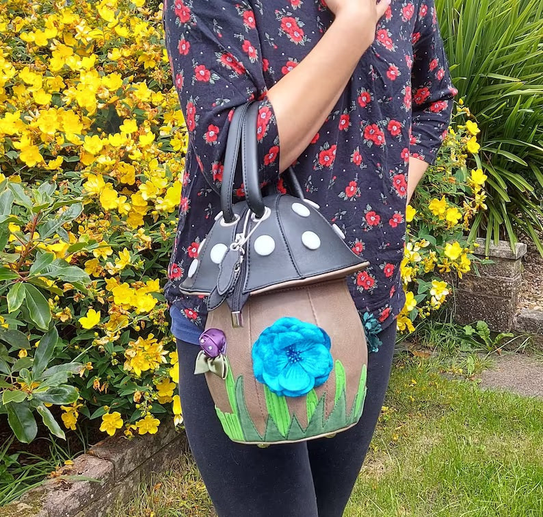 black mushroom handbag