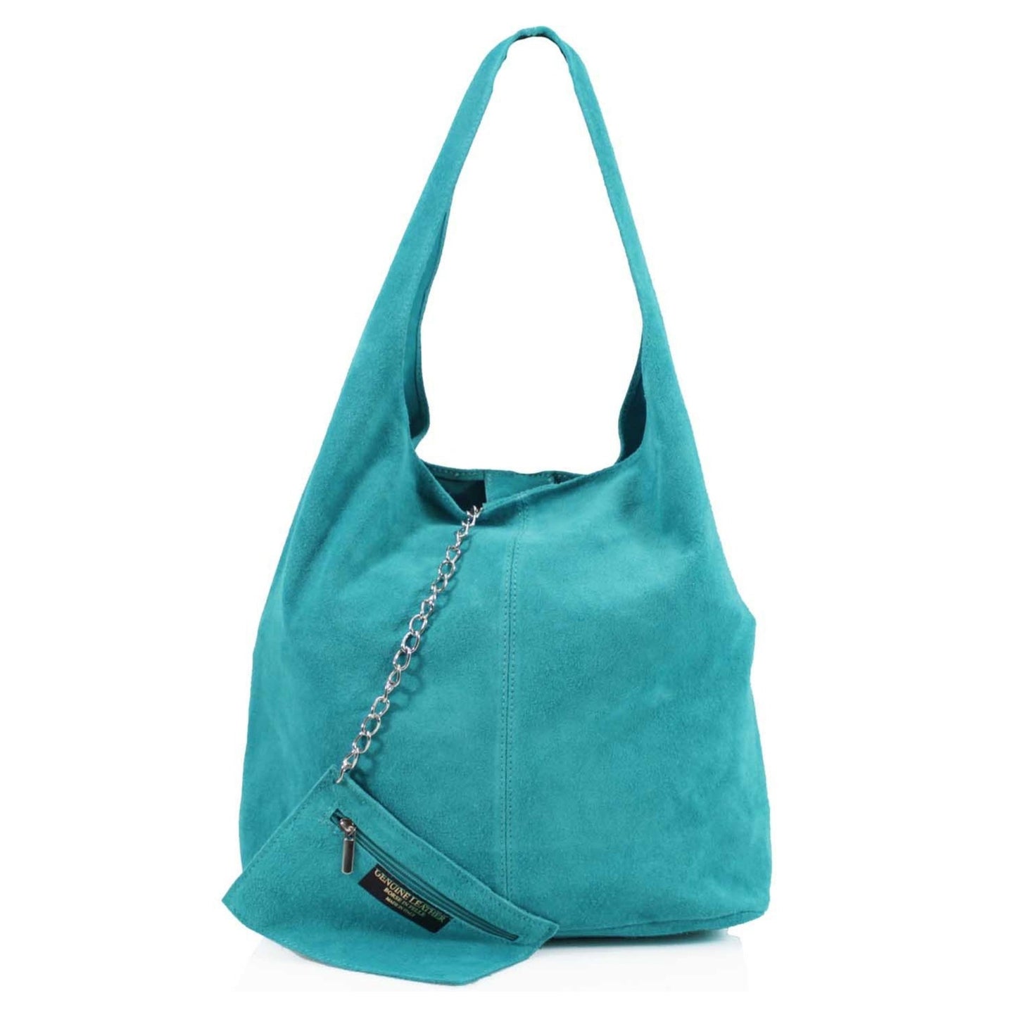 Genuine Suede Brown Leather Large Hobo Shopper