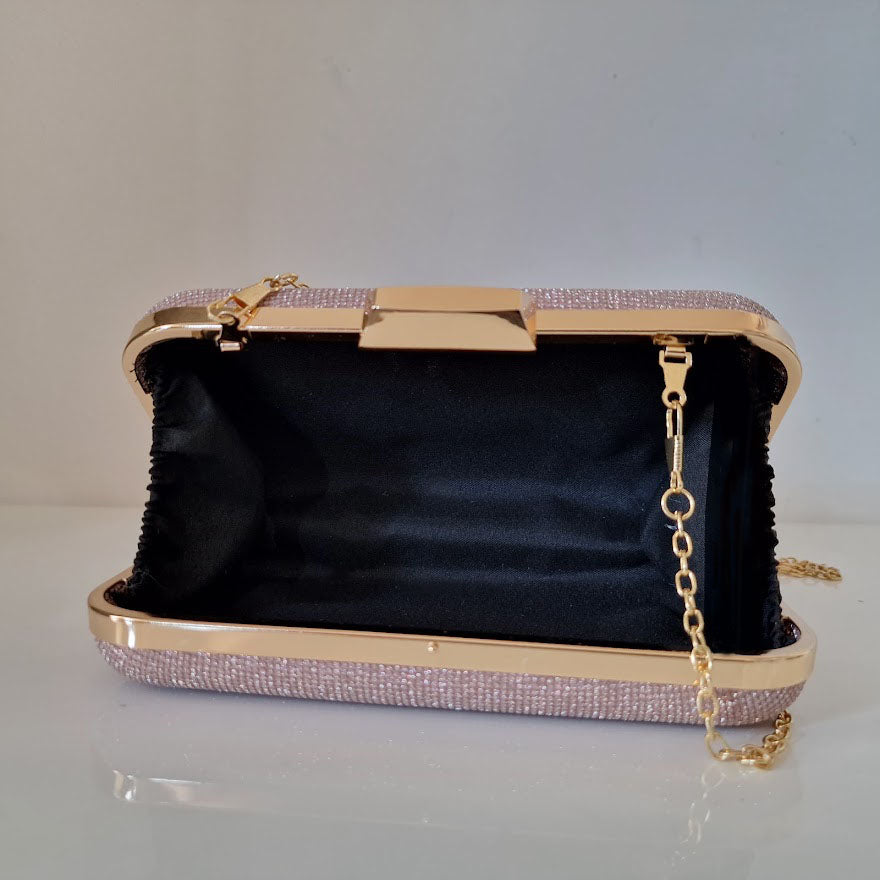 Pink and Gold Clutch Black lining